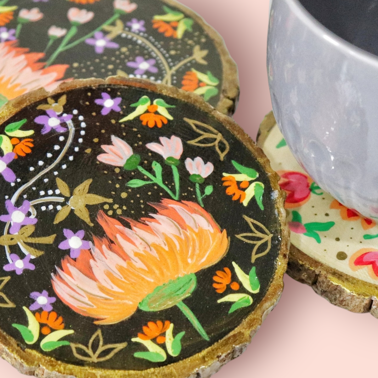 WOODEN HANDPAINTED COASTERS